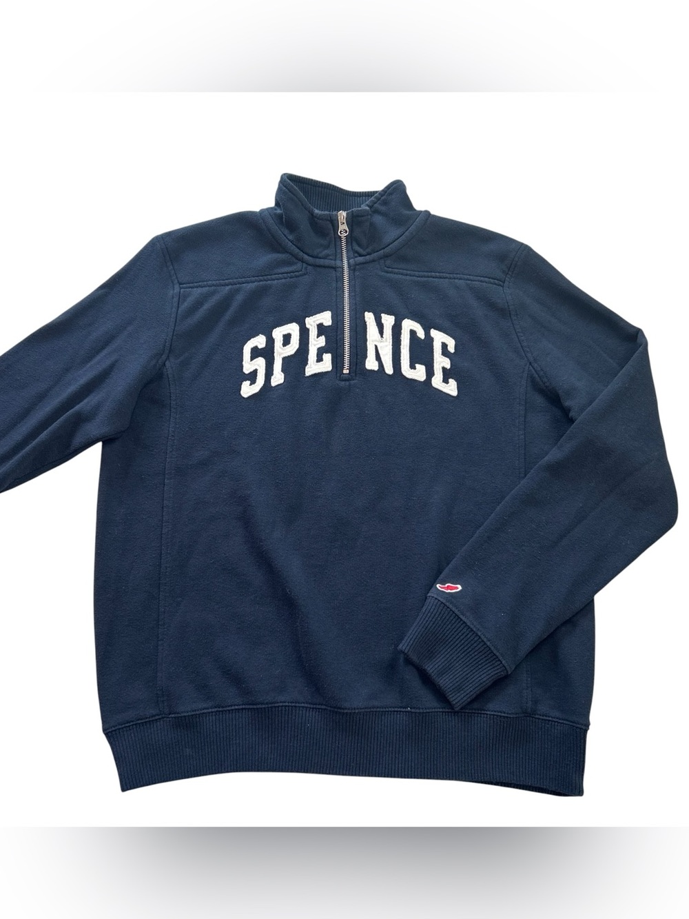 League The Spence School NY 1/4 Fleece Pullover Sweatshirt Navy Blue Mens size M